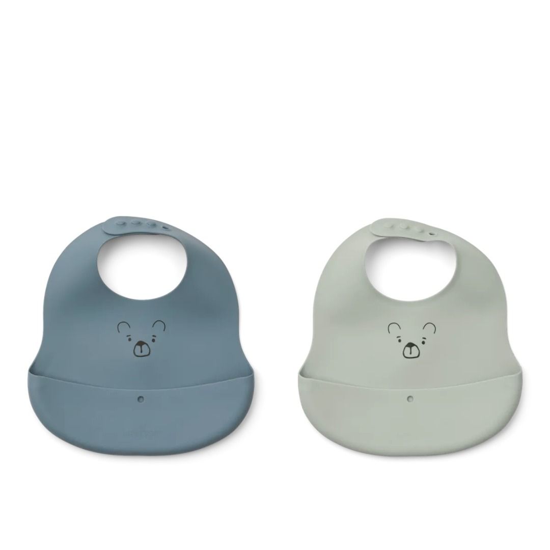 Interbaby 2 Bavaglini In Bambù 20x30 Cm Per Neonati - Morbidi E Assorbenti Con Chiusura Velcro, Modello Elfi Della Polvere Blu